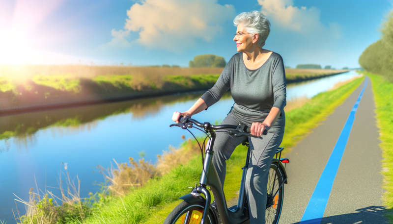 Senior riding an e-bike