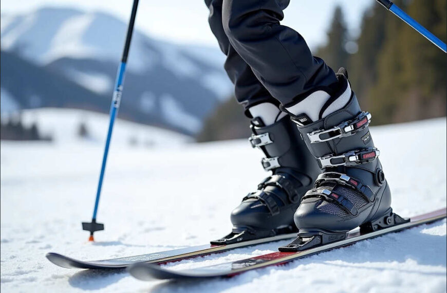 Image of ski boots and bindings