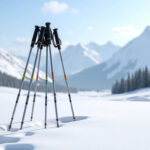 Image of several ski poles in the snow