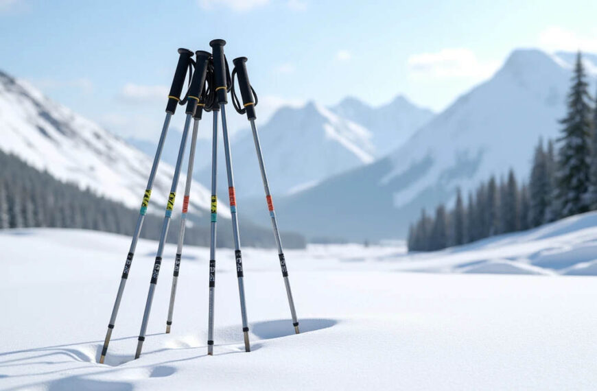 Image of several ski poles in the snow