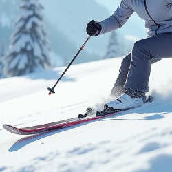 image of skier on crusty snow