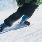 Picture of skis on icy snow.