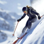 Picture of a woman skiing on powder snow