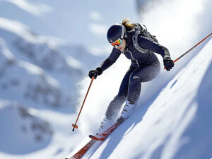 Picture of a woman skiing on powder snow