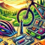 Image of some of the items essential mountain bike gear for beginning riders.