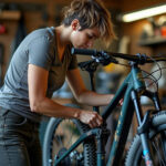 image of a person working on a mountain bike