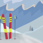 Image of ski poles and skis